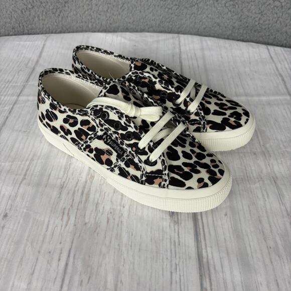 Superga Leopard Print Brown Low Top Lace Up Chunky Sneakers Women 6.5, Men 5 - Picture 1 of 16